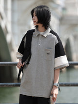 コントラストカラースプライシング半袖ポロシャツ UN387 - SINCEUMM