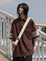 コントラストカラースプライシング半袖ポロシャツ UN387 - SINCEUMM