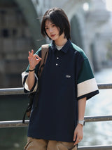 コントラストカラースプライシング半袖ポロシャツ UN387 - SINCEUMM