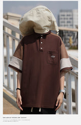 コントラストカラースプライシング半袖ポロシャツ UN387 - SINCEUMM