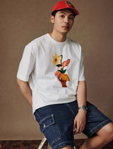 絵画デザインフラワーTシャツ U4003 - SINCEUMM