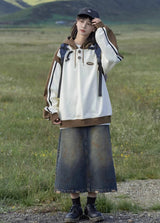 バイカラーボタンフーディ U4360 - SINCEUMM