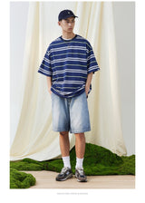 【330グラム】ブルーボーダーコットンTシャツ U3573 - SINCEUMM