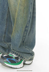 Washed dirty wide leg jeans L1175