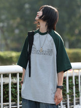カレッジスタイルラグランスリーブ半袖Tシャツ UN420 - SINCEUMM