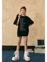二ッチレタープリント半袖Tシャツ UN434 - SINCEUMM