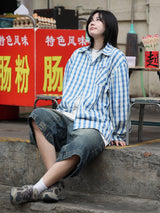 ライトブルーチェックシャツ UN399 - SINCEUMM