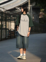 カレッジスタイルラグランスリーブ半袖Tシャツ UN420 - SINCEUMM