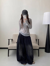 ダメージウォッシュ加工ジーンズ