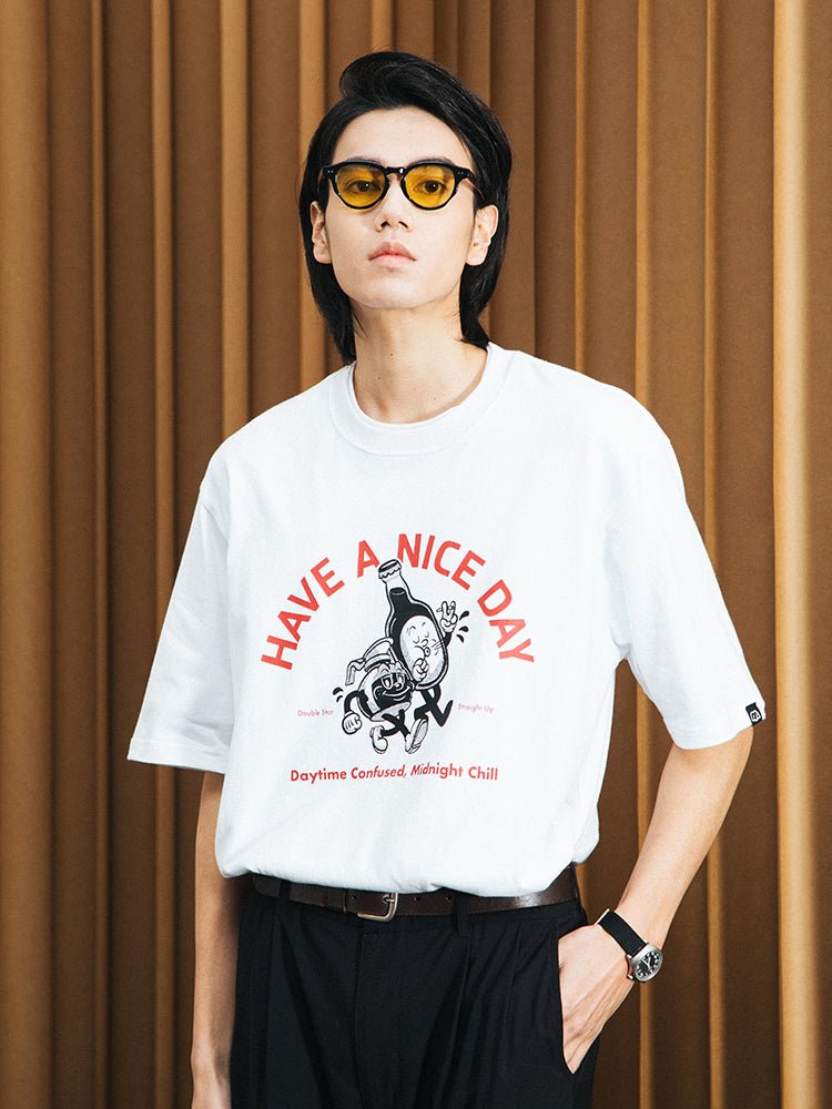 コーヒーandビールプリントTシャツ U3789 - SINCEUMM