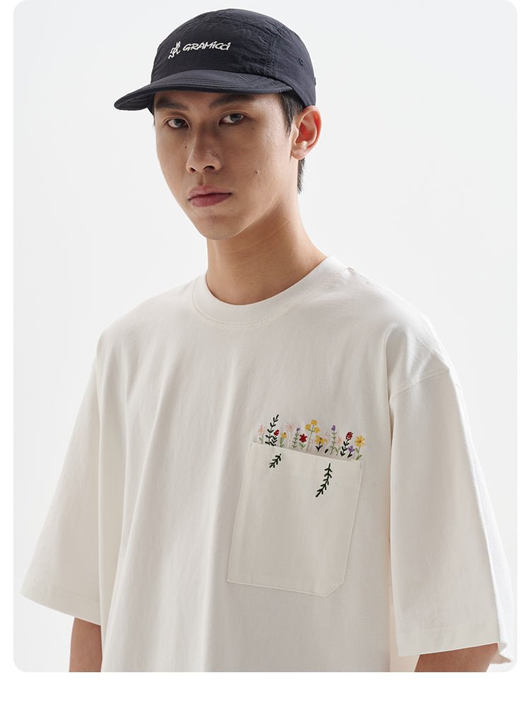 フラワー刺繍ポケットTシャツ U3736 – SINCEUMM フラワー刺繍ポケットTシャツ U3736 – SINCEUMM