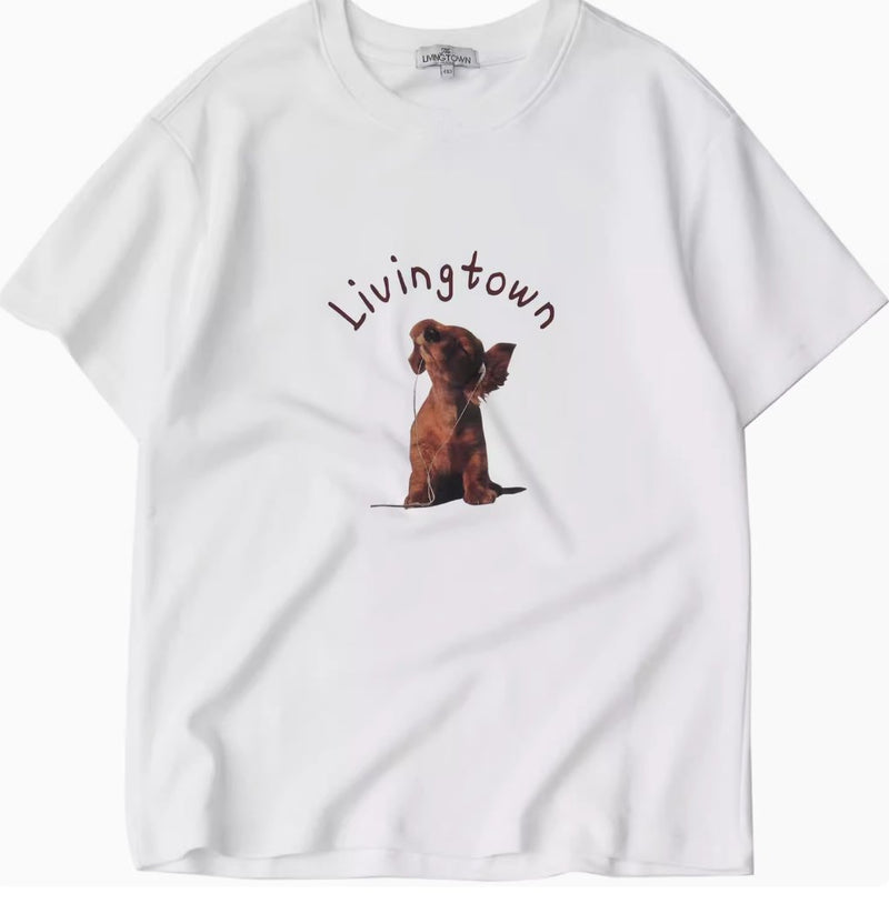 【285グラム】犬プリントTシャツ U3820 - SINCEUMM