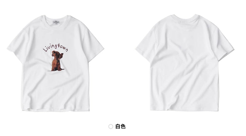 【285グラム】犬プリントTシャツ U3820 - SINCEUMM