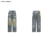 Washed dirty wide leg jeans L1175