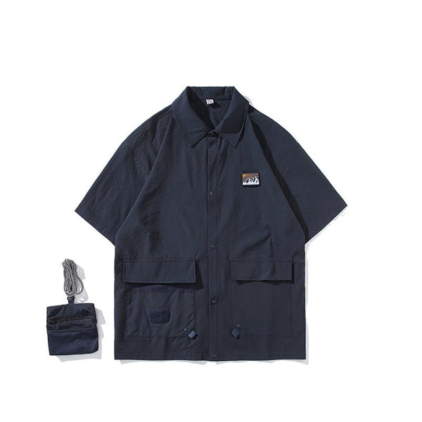 A short flip shirt with an American retro small bag　U276 - SINCEUMM