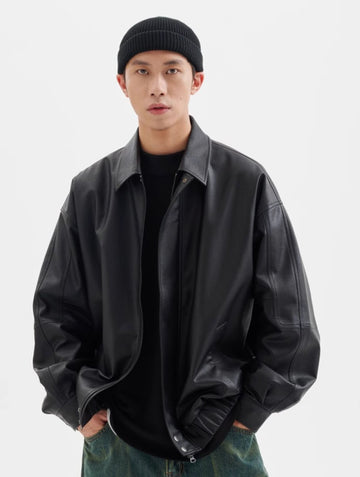 Leather coach jacket U224 – SINCEUMM Leather coach jacket U224 – SINCEUMM